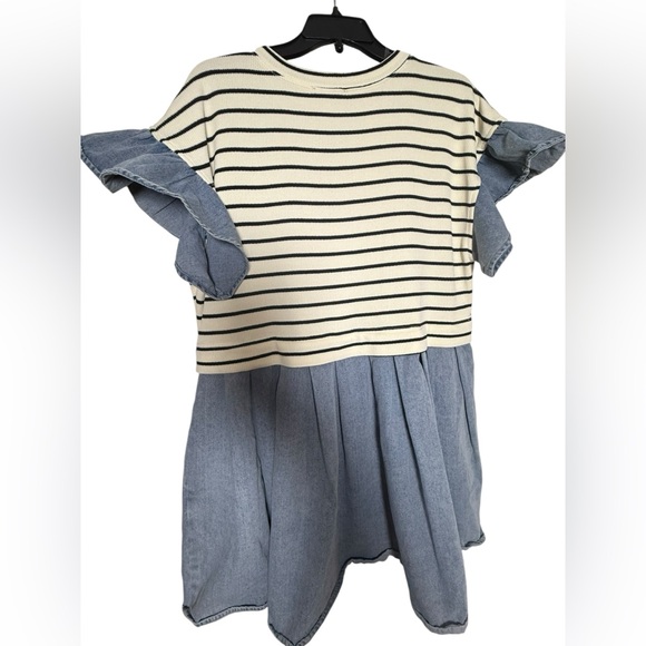 Easel Expected Beauty Cream Striped Dress - Picture 7 of 11